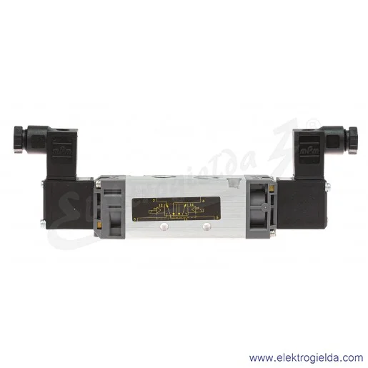 Zawór rozdzielający elektromagnetyczny 52100005, 5/2 bistabilny, G1/4, 1.5-8 Bar, 1050 l/min, cewki 24 VDC, 5-50 °C, Seria 521 Zawór rozdzielający elektromagnetyczny 52100005, 5/2 bistabilny, G1/4, 1.5-8 Bar, 1050 l/min, cewki 24 VDC, 5-50 °C, Seria 521