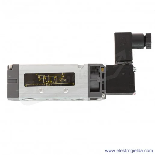 Zawór rozdzielający elektromagnetyczny 52100004, 5/2 monostabilny, G1/4, 1.5-8 Bar, 1050 l/min, cewka 230 VAC, 5-50 °C, Seria 52 Zawór rozdzielający elektromagnetyczny 52100004, 5/2 monostabilny, G1/4, 1.5-8 Bar, 1050 l/min, cewka 230 VAC, 5-50 °C, Seria 52