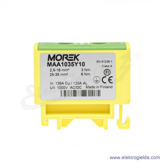 Zacisk uniwersalny MAA1035Y10 2.5-35mm żółto-zielony 1xAL/CU OTL35 1000V 135A Zacisk uniwersalny MAA1035Y10 2.5-35mm żółto-zielony 1xAL/CU OTL35 1000V 135A