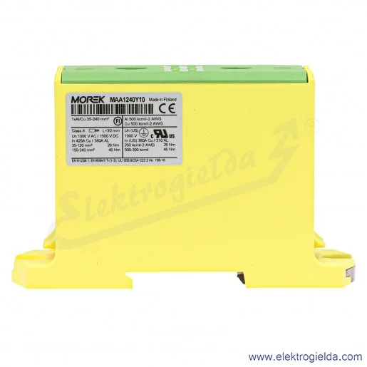 Zacisk uniwersalny MAA1240Y10 35-240mm żółto-zielony 1XAL/CU OTL240 1000V 425A Zacisk uniwersalny MAA1240Y10 35-240mm żółto-zielony 1XAL/CU OTL240 1000V 425A