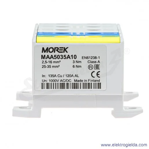 Zestaw złączek zasilających MAA5035A10 OTL35-5 szary, niebieski, żołto-zielony 5x1xAl/Cu 2.5-35mm2 1000V Zestaw złączek zasilających MAA5035A10 OTL35-5 szary, niebieski, żołto-zielony 5x1xAl/Cu 2.5-35mm2 1000V