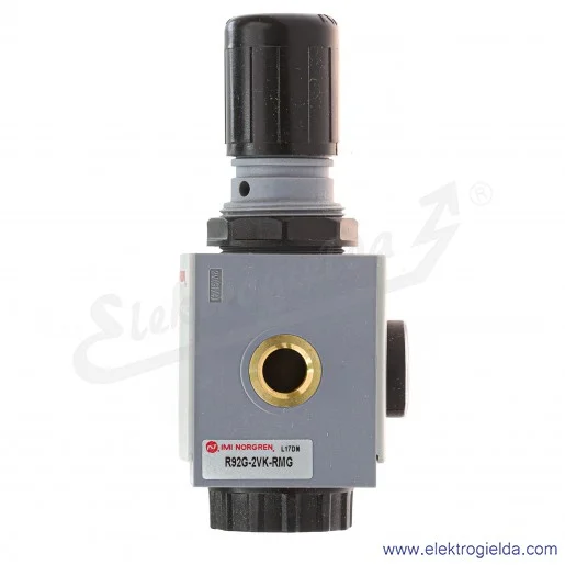 Reduktor R92G-2VK-RMG, G1/4, zakres regulacji ciśnienia 0.3-10 Bar, 1500 l/min, z wbudowanym manometrem Reduktor R92G-2VK-RMG, G1/4, zakres regulacji ciśnienia 0.3-10 Bar, 1500 l/min, z wbudowanym manometrem