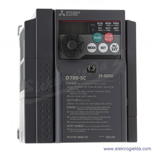 Falownik wektorowy 247605 FR-D740-080SC-EC 3.7kW 3x380-480V, 8A, IP20 Falownik wektorowy 247605 FR-D740-080SC-EC 3.7kW 3x380-480V, 8A, IP20