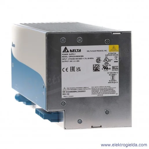 Zasilacz DRP-024V960W3BN DRP-024V960W3BN 24V/40A/960W, zasilanie 3x400V Zasilacz DRP-024V960W3BN DRP-024V960W3BN 24V/40A/960W, zasilanie 3x400V