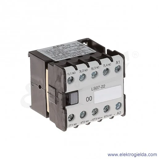 Stycznik LS 07-22 24V AC 50/60 HZ, 2NO+2NC, 3KW/400V AC-3, 16A AC-1, 4-polowy Stycznik LS 07-22 24V AC 50/60 HZ, 2NO+2NC, 3KW/400V AC-3, 16A AC-1, 4-polowy