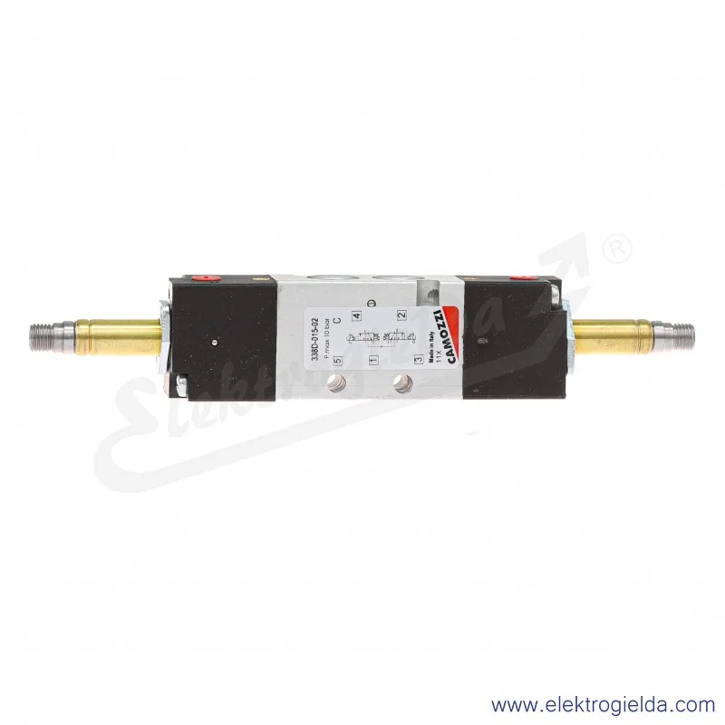 Zawór rozdzielający elektromagnetyczny 338D-015-02, 2x3/2 NC, monostabilne, G1/8, 2.5-10 Bar, 700 l/min, bez cewek Zawór rozdzielający elektromagnetyczny 338D-015-02, 2x3/2 NC, monostabilne, G1/8, 2.5-10 Bar, 700 l/min, bez cewek