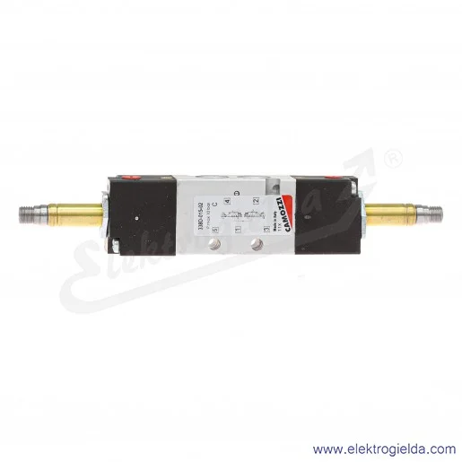 Zawór rozdzielający elektromagnetyczny 338D-015-02, 2x3/2 NC, monostabilne, G1/8, 2.5-10 Bar, 700 l/min, bez cewek Zawór rozdzielający elektromagnetyczny 338D-015-02, 2x3/2 NC, monostabilne, G1/8, 2.5-10 Bar, 700 l/min, bez cewek