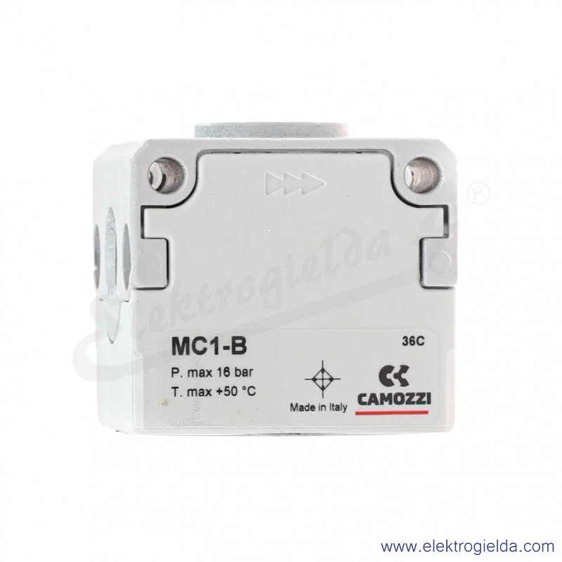 Blok rozdzielający MC1-B, G1/4, 0-16 Bar, 4080 l/min, 4- drogowy, do serii MC104, z wbudowanym zaworem zwrotnym, Camozzi Blok rozdzielający MC1-B, G1/4, 0-16 Bar, 4080 l/min, 4- drogowy, do serii MC104, z wbudowanym zaworem zwrotnym, Camozzi