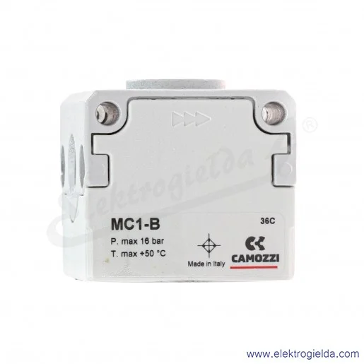 Blok rozdzielający MC1-B, G1/4, 0-16 Bar, 4080 l/min, 4- drogowy, do serii MC104, z wbudowanym zaworem zwrotnym, Camozzi Blok rozdzielający MC1-B, G1/4, 0-16 Bar, 4080 l/min, 4- drogowy, do serii MC104, z wbudowanym zaworem zwrotnym, Camozzi
