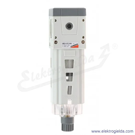 Filtr koalescencyjny MD1-FC100, filtracja 1 µm, 0.3-16 Bar, 1200 l/min w zależności od wybranego naboju przyłączeniowego, spust Filtr koalescencyjny MD1-FC100, filtracja 1 µm, 0.3-16 Bar, 1200 l/min w zależności od wybranego naboju przyłączeniowego, spust
