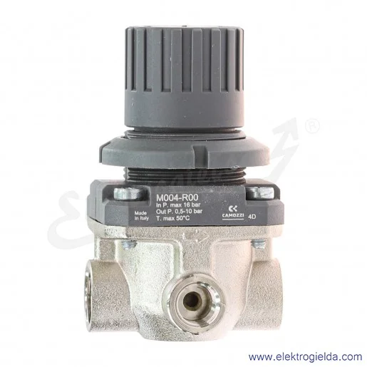 Reduktor ciśnienia M004-R00, G1/4, zakres regulacji 0.5-10 bar, 850 l/min, odpowietrzenie samoczynne, bez manometru, Camozzi Reduktor ciśnienia M004-R00, G1/4, zakres regulacji 0.5-10 bar, 850 l/min, odpowietrzenie samoczynne, bez manometru, Camozzi