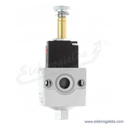 Zawór odcinający elektromagnetyczny MC104-V16, 3/2 NC, monostabilny, G1/4, 2 ÷ 10 bar, 1600 l/min, bistabilne wysterowane ręczne Zawór odcinający elektromagnetyczny MC104-V16, 3/2 NC, monostabilny, G1/4, 2 ÷ 10 bar, 1600 l/min, bistabilne wysterowane ręczne