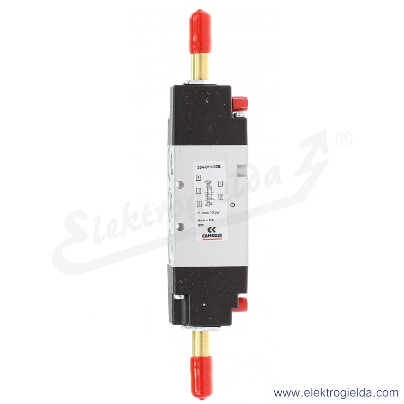 Zawór rozdzielający elektromagnetyczny 354-011-02IL, 5/2 bistabilny, G1/4, 1.5-10 Bar, 1300 l/min, ręczne wysterowanie za pomocą Zawór rozdzielający elektromagnetyczny 354-011-02IL, 5/2 bistabilny, G1/4, 1.5-10 Bar, 1300 l/min, ręczne wysterowanie za pomocą
