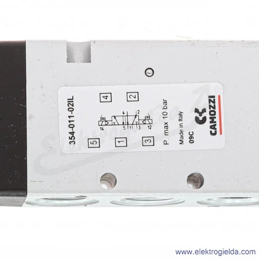 Zawór rozdzielający elektromagnetyczny 354-011-02IL, 5/2 bistabilny, G1/4, 1.5-10 Bar, 1300 l/min, ręczne wysterowanie za pomocą Zawór rozdzielający elektromagnetyczny 354-011-02IL, 5/2 bistabilny, G1/4, 1.5-10 Bar, 1300 l/min, ręczne wysterowanie za pomocą