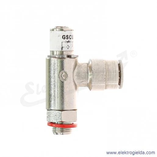 Zawór dławiąco- zwrotny GSCU 804-1/8-8, G1/8, Fi 8, 1-10 bar, 440 l/min, dławienie na wypływie, regulacja śrubokrętem, Camozzi Zawór dławiąco- zwrotny GSCU 804-1/8-8, G1/8, Fi 8, 1-10 bar, 440 l/min, dławienie na wypływie, regulacja śrubokrętem, Camozzi