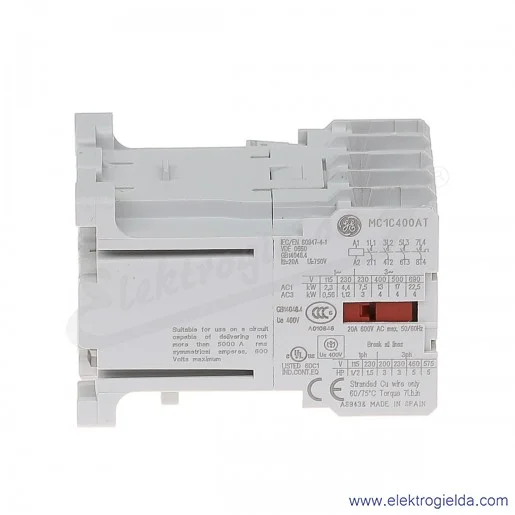 Stycznik MC1C400ATJ 110V DC, 4KW/400V AC-3, 20A AC-1, 4-polowy Stycznik MC1C400ATJ 110V DC, 4KW/400V AC-3, 20A AC-1, 4-polowy