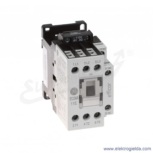 Stycznik EC09A311B110 110V AC 50/60 HZ, 1NO+1NC, 4KW/400V AC-3, 20A AC-1, 3-polowy Stycznik EC09A311B110 110V AC 50/60 HZ, 1NO+1NC, 4KW/400V AC-3, 20A AC-1, 3-polowy