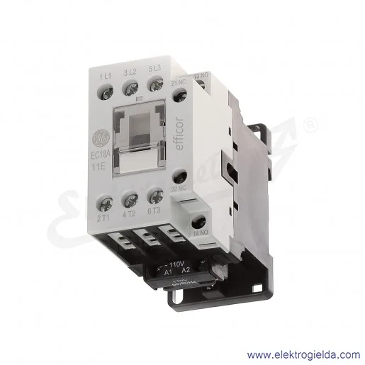 Stycznik EC18A311B110 110V AC 50/60 HZ, 1NO+1NC, 7.5KW/400V AC-3, 32A AC-1, 3-polowy Stycznik EC18A311B110 110V AC 50/60 HZ, 1NO+1NC, 7.5KW/400V AC-3, 32A AC-1, 3-polowy