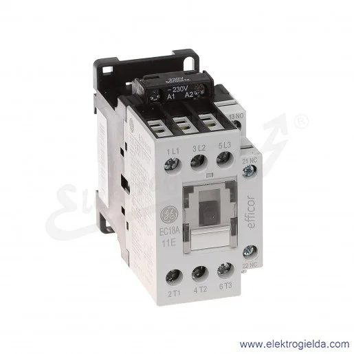 Stycznik EC18A311B230 230V AC 50/60 HZ, 1NO+1NC, 7.5KW/400V AC-3, 32A AC-1, 3-polowy Stycznik EC18A311B230 230V AC 50/60 HZ, 1NO+1NC, 7.5KW/400V AC-3, 32A AC-1, 3-polowy