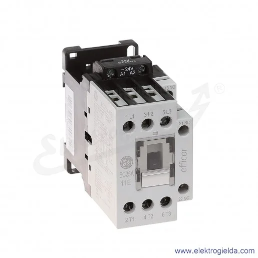 Stycznik EC25A311B024 24V AC 50/60 HZ, 1NO+1NC, 11KW/400V AC-3, 45A AC-1, 3-polowy Stycznik EC25A311B024 24V AC 50/60 HZ, 1NO+1NC, 11KW/400V AC-3, 45A AC-1, 3-polowy