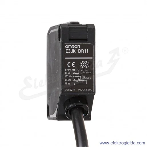 Czujnik odbiciowy E3JK-DR11 2M zasięg 2.5m, zasilanie 24..240VAC/DC 3A, SPDT Dark-ON, Light-ON, IP64, przewód 2m Czujnik odbiciowy E3JK-DR11 2M zasięg 2.5m, zasilanie 24..240VAC/DC 3A, SPDT Dark-ON, Light-ON, IP64, przewód 2m