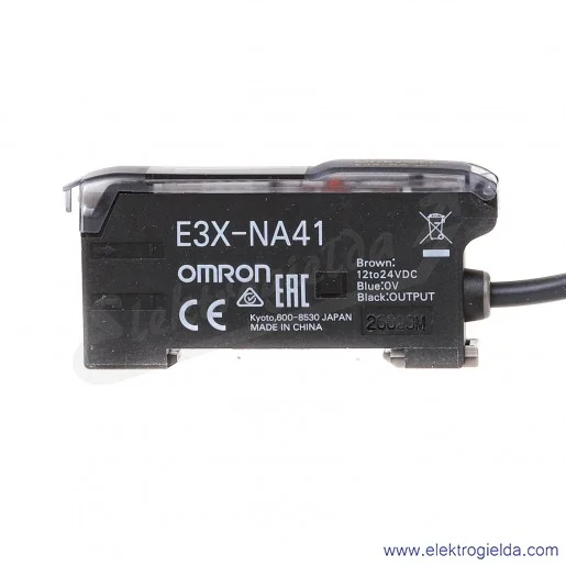 Wzmacniacz światłowodowy E3X-NA41 2M z potencjometrem, wyjście PNP Dark-ON i Light-ON, 12..24VDC, przewód 2m