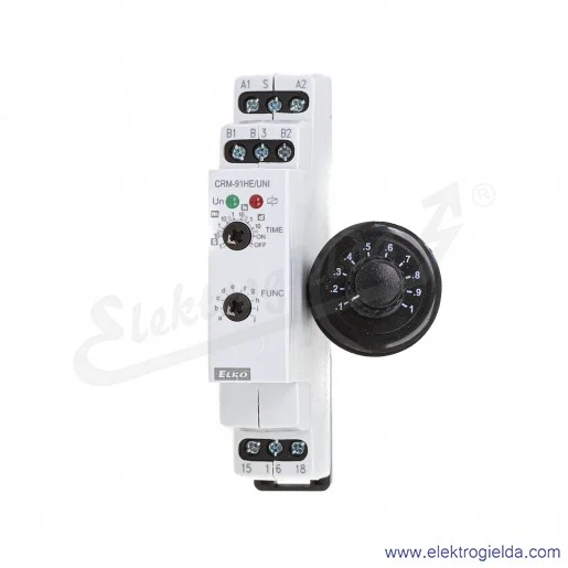 Przekaźnik czasowy CRM-91HE uniwersalny z zewnętrznym potencjometrem, 0.1s-10dni, 1CO 16A, 12..240VAC Przekaźnik czasowy CRM-91HE uniwersalny z zewnętrznym potencjometrem, 0.1s-10dni, 1CO 16A, 12..240VAC