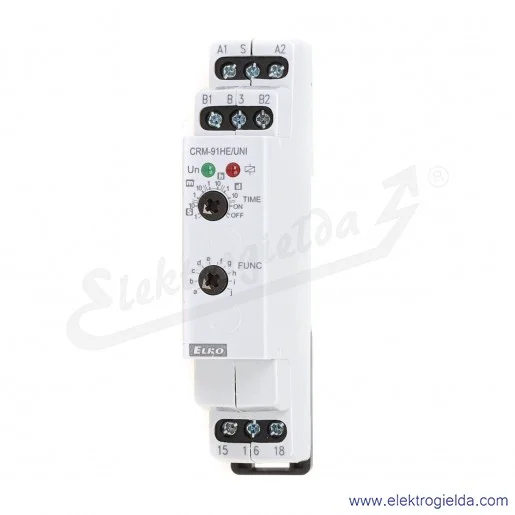 Przekaźnik czasowy CRM-91HE uniwersalny z zewnętrznym potencjometrem, 0.1s-10dni, 1CO 16A, 12..240VAC Przekaźnik czasowy CRM-91HE uniwersalny z zewnętrznym potencjometrem, 0.1s-10dni, 1CO 16A, 12..240VAC