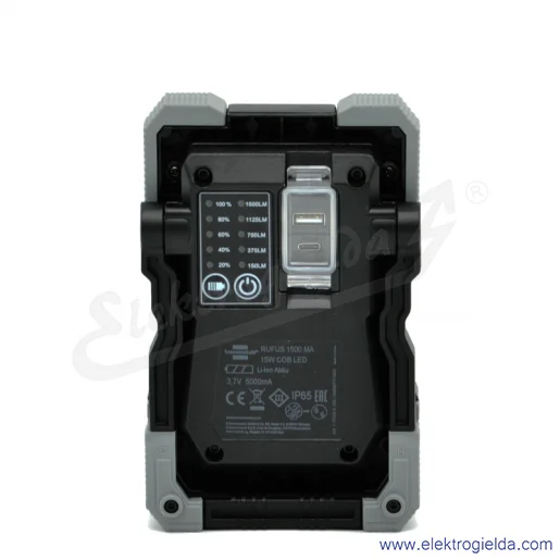 Reflektor akumulatorowy LED 1173100100 Brennenstuhl 1500lm, 15W,6500K, IP65 100%75%-50%-20%-10%, USB, powebank Reflektor akumulatorowy LED 1173100100 Brennenstuhl 1500lm, 15W,6500K, IP65 100%75%-50%-20%-10%, USB, powebank