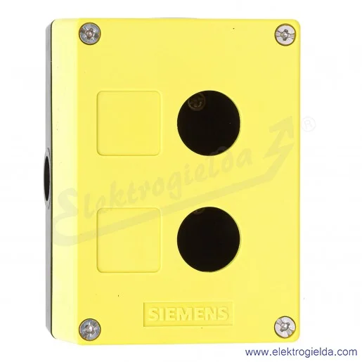 Kaseta pusta 3SU1802-0AA00-0AB2 żółta obudowa 2 otwory fi 22mm, IP69 Kaseta pusta 3SU1802-0AA00-0AB2 żółta obudowa 2 otwory fi 22mm, IP69