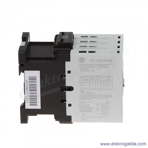 Stycznik EC32A400B230 230V AC 50/60 HZ, 15KW/400V AC-3, 60A AC-1, 4-polowy Stycznik EC32A400B230 230V AC 50/60 HZ, 15KW/400V AC-3, 60A AC-1, 4-polowy