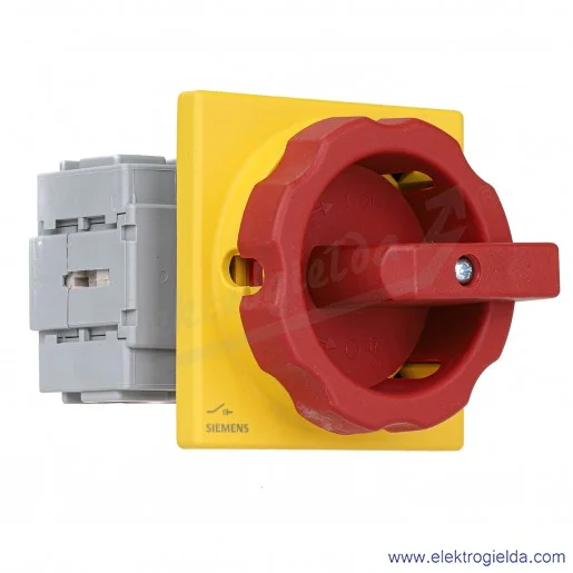 Rozłącznik główny 3LD2504-1TL53 4-BIEGUNOWY MOC: 18.5KW /AC-3; PRĄD: IU 63A MONTAŻ TABLICOWY Z ŻÓŁTO-CZERWONYM NAPĘDEM OBROTOW Rozłącznik główny 3LD2504-1TL53 4-BIEGUNOWY MOC: 18.5KW /AC-3; PRĄD: IU 63A MONTAŻ TABLICOWY Z ŻÓŁTO-CZERWONYM NAPĘDEM OBROTOW