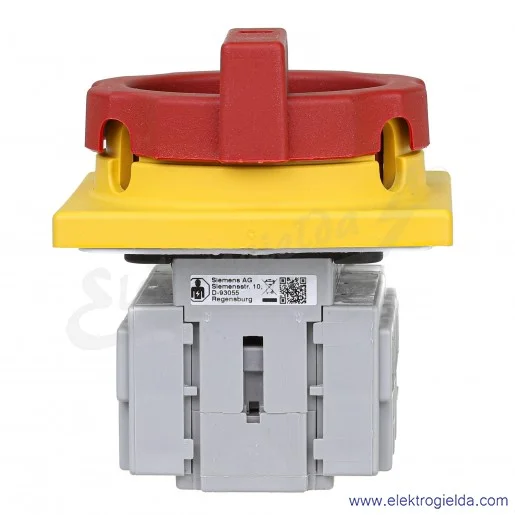 Rozłącznik główny 3LD2504-1TL53 4-BIEGUNOWY MOC: 18.5KW /AC-3; PRĄD: IU 63A MONTAŻ TABLICOWY Z ŻÓŁTO-CZERWONYM NAPĘDEM OBROTOW Rozłącznik główny 3LD2504-1TL53 4-BIEGUNOWY MOC: 18.5KW /AC-3; PRĄD: IU 63A MONTAŻ TABLICOWY Z ŻÓŁTO-CZERWONYM NAPĘDEM OBROTOW