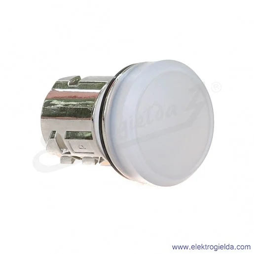 Główka lampki 3SU1051-6AA60-0AA0 biała gładka, fi 22mm, okrągła, pierścień metalowy błyszczący