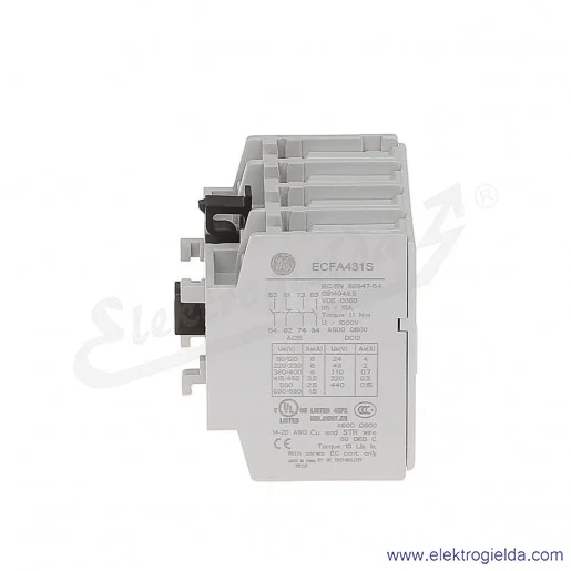Blok styków pomocniczych ECFA431S czołowe 3NO+1NC Blok styków pomocniczych ECFA431S czołowe 3NO+1NC