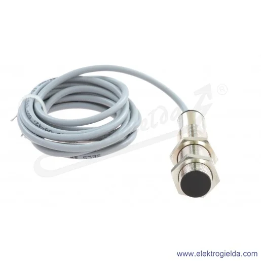 Czujnik indukcyjny PCID 5ZN 10..30VDC, zasięg 5mm, NPN NO, tuleja M18, przewód 2m, długość 76mm Czujnik indukcyjny PCID 5ZN 10..30VDC, zasięg 5mm, NPN NO, tuleja M18, przewód 2m, długość 76mm