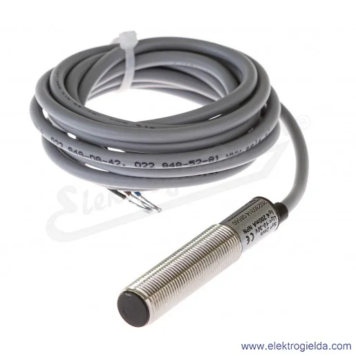 Czujnik indukcyjny PCID2ZN 10..30VDC, zasięg 2mm, NPN NO, tuleja 61mm mosiężna M12, przewód 2m Czujnik indukcyjny PCID2ZN 10..30VDC, zasięg 2mm, NPN NO, tuleja 61mm mosiężna M12, przewód 2m