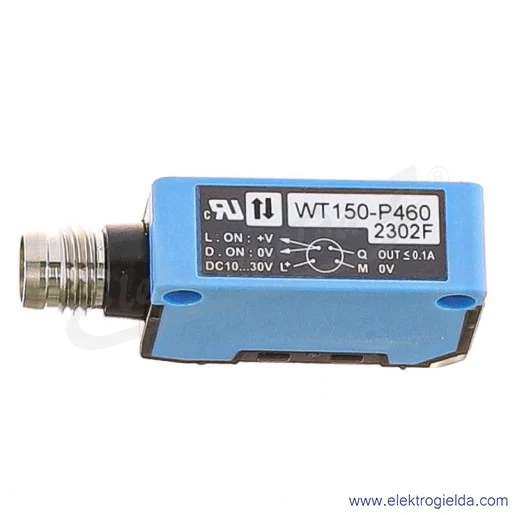 Czujnik odbiciowy 6011050 WT150-P460 10..30VDC, zasięg 2..100mm, PNP Dark-ON i Light-ON, wymiar 10x28x18mm, z tłumieniem tła, wt Czujnik odbiciowy 6011050 WT150-P460 10..30VDC, zasięg 2..100mm, PNP Dark-ON i Light-ON, wymiar 10x28x18mm, z tłumieniem tła, wt