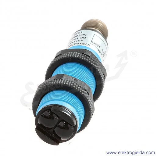 Czujnik odbiciowy 6013182 VTE18-4N8740 10..30VDC, zasięg 10..800mm, NPN Dark-ON i Light-ON, obudowa M18, przyłącze M12 4P Czujnik odbiciowy 6013182 VTE18-4N8740 10..30VDC, zasięg 10..800mm, NPN Dark-ON i Light-ON, obudowa M18, przyłącze M12 4P