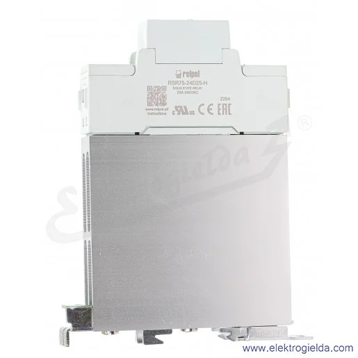 Przekaźnik półprzewodnikowy RSR75-24D25-H 3-32VDC 25A 24-280VAC jednofazowy, załączanie w zerze z radiatorem na szynę TS35 Przekaźnik półprzewodnikowy RSR75-24D25-H 3-32VDC 25A 24-280VAC jednofazowy, załączanie w zerze z radiatorem na szynę TS35