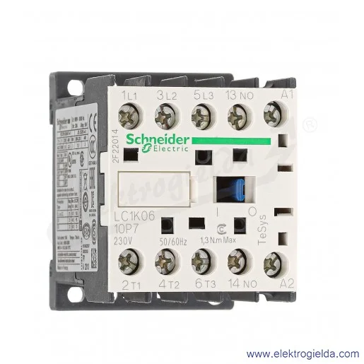 LC1K0610P7 1NO 2,2kW 20A Uc 230 VAC 50/60Hz Stycznik miniaturowy, zaciski śrubowe LC1K0610P7 1NO 2,2kW 20A Uc 230 VAC 50/60Hz Stycznik miniaturowy, zaciski śrubowe