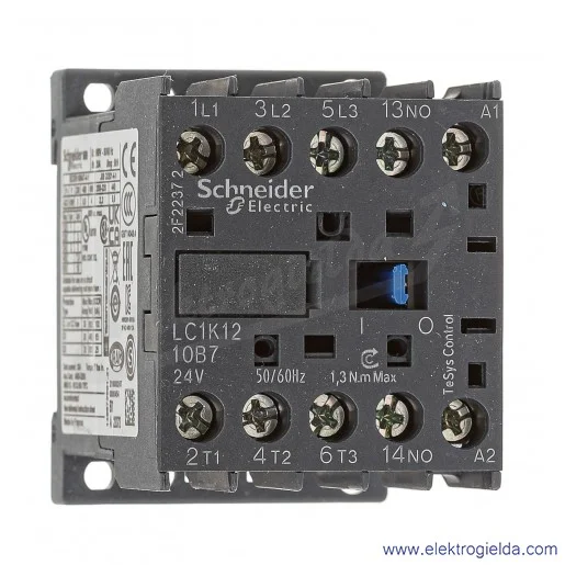 LC1K1210B7 1NO 5,5kW 20A Uc 24 VAC 50/60Hz Stycznik miniaturowy, zaciski śrubowe LC1K1210B7 1NO 5,5kW 20A Uc 24 VAC 50/60Hz Stycznik miniaturowy, zaciski śrubowe