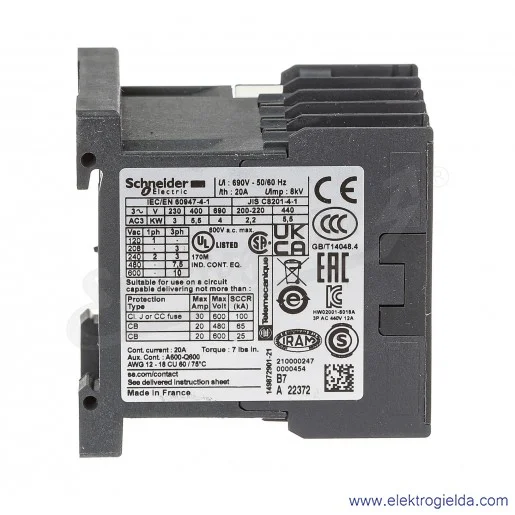 LC1K1210B7 1NO 5,5kW 20A Uc 24 VAC 50/60Hz Stycznik miniaturowy, zaciski śrubowe LC1K1210B7 1NO 5,5kW 20A Uc 24 VAC 50/60Hz Stycznik miniaturowy, zaciski śrubowe