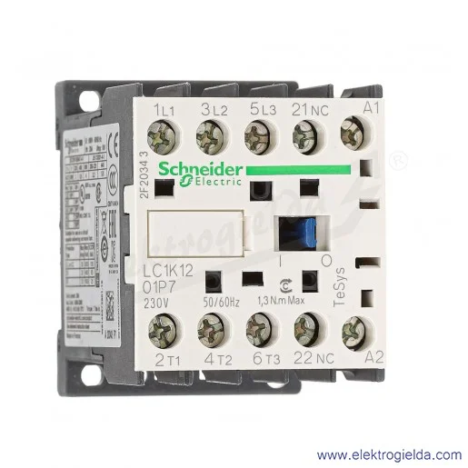 LC1K1201P7 1NC 5,5kW 20A Uc 230 VAC 50/60Hz Stycznik miniaturowy, zaciski śrubowe LC1K1201P7 1NC 5,5kW 20A Uc 230 VAC 50/60Hz Stycznik miniaturowy, zaciski śrubowe