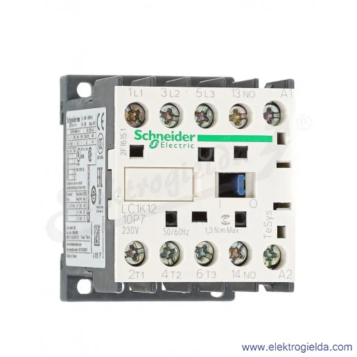 LC1K1210P7 1NO 5,5kW 20A Uc 230 VAC 50/60Hz Stycznik miniaturowy, zaciski śrubowe LC1K1210P7 1NO 5,5kW 20A Uc 230 VAC 50/60Hz Stycznik miniaturowy, zaciski śrubowe