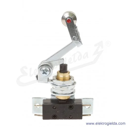 Łącznik krańcowy MP0-3W miniaturowy z napędem teleskopowym i dźwignią łamaną z rolką 1Z+1R Łącznik krańcowy MP0-3W miniaturowy z napędem teleskopowym i dźwignią łamaną z rolką 1Z+1R