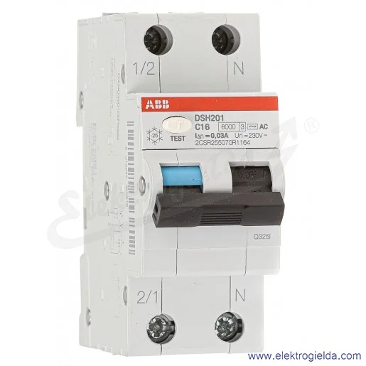 Wyłącznik różnicowo-nadprądowy DSH201 C16 AC30 2P 16A C 0,03A typ AC Wyłącznik różnicowo-nadprądowy DSH201 C16 AC30 2P 16A C 0,03A typ AC