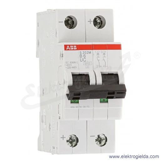 Wyłącznik nadprądowy S202M-B6UC 2P B 6A DC 10kA Wyłącznik nadprądowy S202M-B6UC 2P B 6A DC 10kA