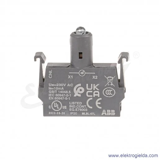 Blok oświetleniowy 1SFA611621R1074 MLBL-07L 230VAC, niebieski czołowy Blok oświetleniowy 1SFA611621R1074 MLBL-07L 230VAC, niebieski czołowy