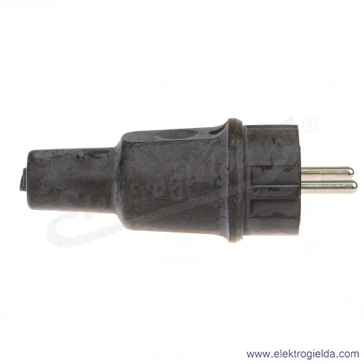Wtyczka gumowa 9002210 16A 230V prosta Uni-schuko czarna Wtyczka gumowa 9002210 16A 230V prosta Uni-schuko czarna